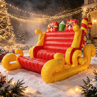 Trineo Inflable Gigante de Santa Claus con Cajas de Regalo, Trineo Navideño Inflable de PVC para Interiores, Centros Comerciales, Exteriores, Jardines, Decoración Navideña para Fiestas