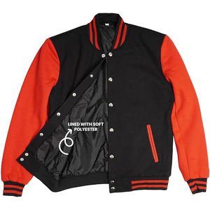 Chaquetas universitarias de Letterman Vintage personalizadas de alta calidad para hombre para Otoño Invierno cuello levantado mangas de cuero de lana tela de lona - Product Image 3