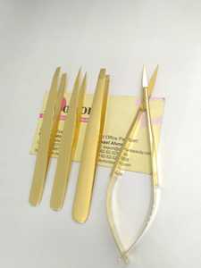 Pinces à sourcils plaqué or, 1 pièce, ensemble de ciseaux de printemps, en acier inoxydable - Product Image 2
