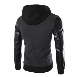 เสื้อมีฮู้ดแขนยาวผู้ชาย, ใหม่เสื้อฮู้ดแขนยาวลำลองสีพื้นระบายอากาศ - Product Image 1