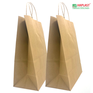 Bolsa de papel personalizada con su propio logotipo, ecológica, reciclable, regalo de compras, comida, pastel, bolsa Kraft con asa retorcida - Product Image 2