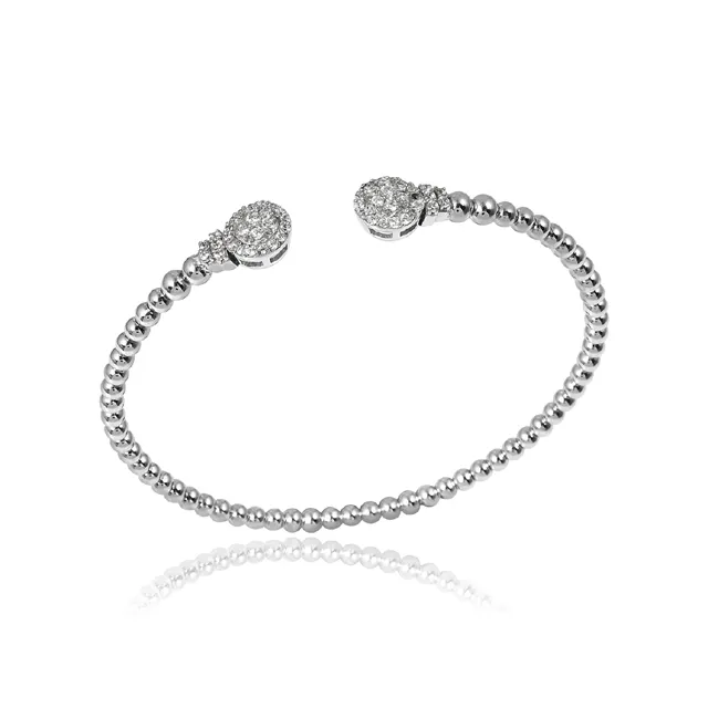 Perles graduées en argent glorieux à la mode dans un superbe bracelet réglable en argent Sterling 925 CZ avec pierres précieuses