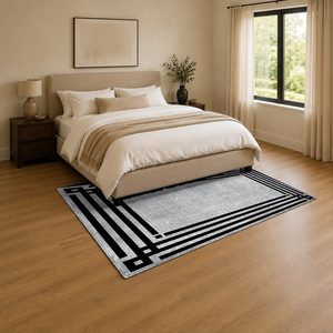 Tapis de salon LXDP-0780 RUGS DEPOT, gris argenté, traditionnel oriental, imprimé numériquement, lavable en machine, en chenille, antidérapant - Product Image 3