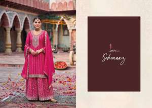 Traje tradicional pesado Chinon Palazzo con bordado artesanal Aspecto impresionante para bodas y reuniones festivas - Product Image 5