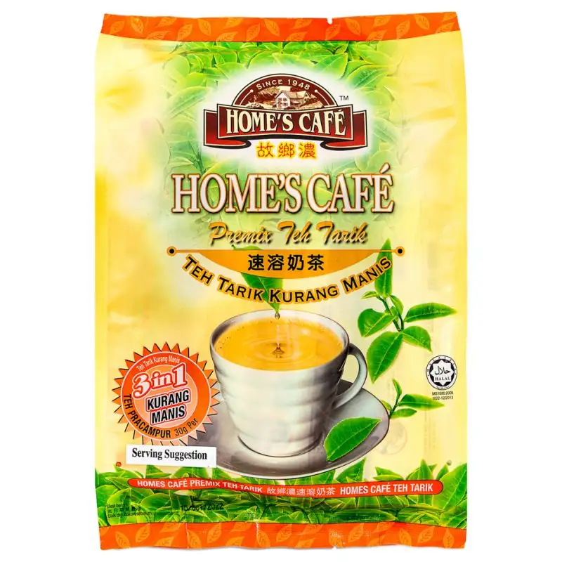 Ipoh Home's Cafe 3 in 1 daha az şeker Teh Tarik 30g x 15s x 24 pkts