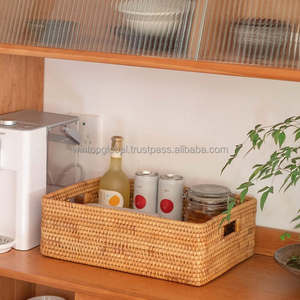<b>Square</b> Handle Eco-Friendly Durable Wintop Rattan <b>Storage</b> Box Hand Knitted Natural Wood Woven Multifunction <b>Storage</b> <b>Baskets</b> - Product Image 6