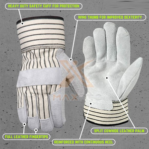 Private Label Design Your Own Customized Leather Working <b>Gloves</b> Waterproof Fireproof Features Safety Cuff High Quality Custom - Product Image 2