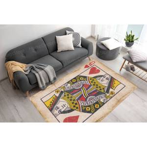 Tapis imprimé Reine de jeu de cartes, design moderne pour entrée et salle de jeux, tapis en velours de luxe - Product Image 2