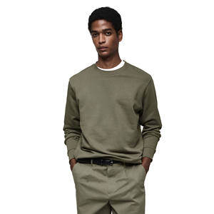 Sweat-shirt à col rond de luxe 100% coton éponge française surdimensionnée avec logo avant motif solide pour le streetwear d'hiver - Product Image 1