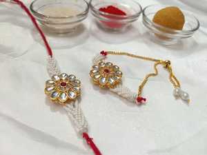 Kundan rakhi, Raksha bandhan rakhi, ขายส่ง rakhi, rakhi สำหรับน้องชาย, เด็ก babhi, rakhi Combo - Product Image 6