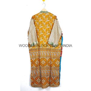 Casual Elegant Bohemian Style Women's Satin Silk Kimono Long Beach Night Wear Front Open Sexy Breathable Dresses Sleepwear - Product Image 5