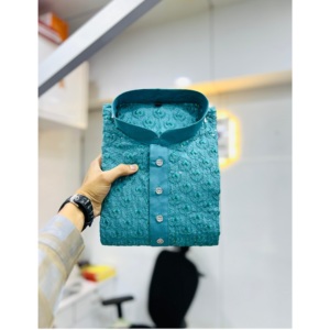 Hombres de alta calidad 100% algodón suave bordado espejo trabajo Kurta transpirable indio y paquistaní ropa a precios al por mayor - Product Image 1