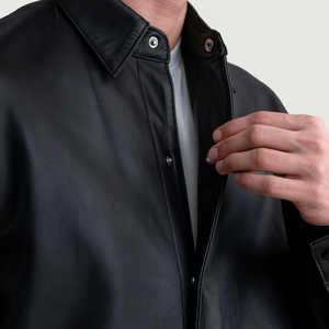 Chaqueta de invierno para hombre de diseño superior con cuello levantado manga completa 100% cuero de alta calidad personalizable precio razonable - Product Image 5