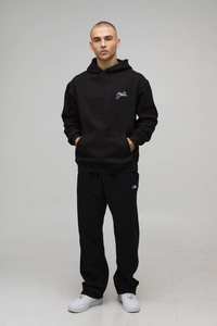 Sudadera con Capucha Ecológica de Felpa de Alta Calidad, Estampado Negro, Corte Regular, 100% Algodón, Dobladillo y Puños Acanalados para Hombre, Ropa Casual de Otoño - Product Image 5