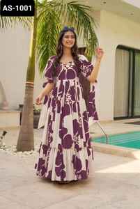 เสื้อกาวน์ผ้าเรยอนแฟนซีชุดคลุม Anarkali สไตล์ตะวันตกลายพิมพ์ดิจิทัลไซส์พิเศษสำหรับผู้หญิงใหม่ล่าสุด - Product Image 3