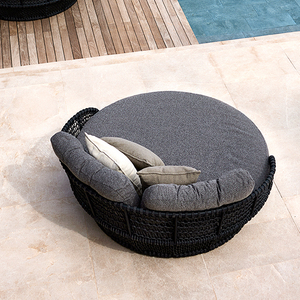 מיטת יום חיצונית מודרנית יוקרתית עגולה גן פטיו ריהוט קש סינטטי בריכה מיטת יום - Product Image 2