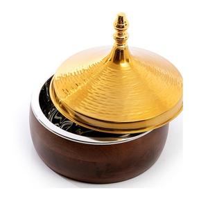 Pot de service en bois et en acier inoxydable avec couvercle Pot de buffet de forme ronde de taille personnalisée en vrac - Product Image 6