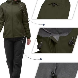 Chaqueta Cortavientos Ajustable para Mujer, Chaqueta Softshell con Cierre Frontal de Cremallera, Ropa Casual - Product Image 3