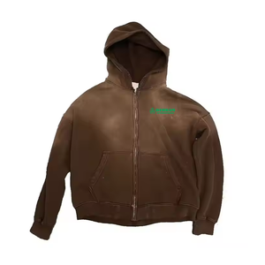 Sweat-shirts à capuche unisexes en molleton français respirant et à séchage rapide, personnalisés ODM de haute qualité, avec fermeture éclair, pour l'hiver, style streetwear, logo brodé - Product Image 4