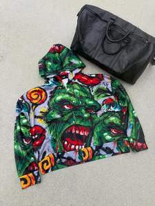 Sudadera con Capucha 100% Algodón, Estampado Completo, Patrón Tridimensional Bordado, Técnica de Lavado Francés, Estilo Holgado para Otoño - Product Image 3