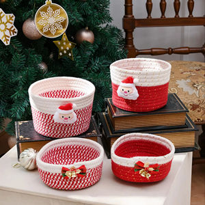 Cesta de Macramé Navideña Hecha a Mano, Organizador de Almacenamiento Festivo, Decoración Elegante para el Hogar, Perfecta para Regalos y Uso Festivo, de la India - Product Image 1