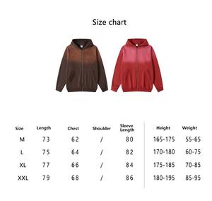 Sudadera con Capucha de Alta Calidad, Gruesa, Lavada al Ácido, con Degradado, Estilo Vintage, con Cierre, Holgada, de Algodón para Hombre - Product Image 6