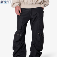 Jean baggy homme en coton 100% brodé, coupe droite, taille mi-haute, style streetwear, tissé, délavé, collection automne