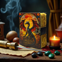 Carnet en cuir imprimé dragon fait main, livre de sorts fantaisie, livre de sorts Wiccan païen, carnet à couverture rigide, Halloween, Remise de diplôme