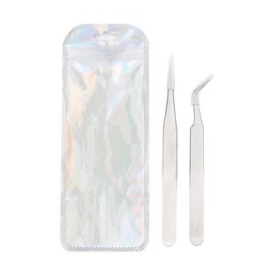 Pinzas rectas curvas de acero inoxidable antiácido, extensión de pestañas de maquillaje, herramientas de estilismo para pestañas postizas - Product Image 3