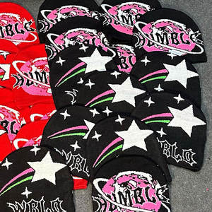 Bonnet en tricot d'hiver unisexe en acrylique de haute qualité, logo, 2 couleurs unies, tendance, hip-hop, chaud, à la mode, tricot jacquard pour hommes - Product Image 5