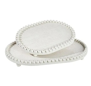 Plateau de service en bois au design unique de taille personnalisée avec poignée en métal Caractéristiques décoratives en acier inoxydable et laiton pour usage domestique - Product Image 1