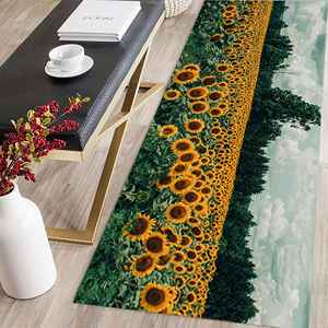 Tapis paysager champ de tournesols, tapis imprimé nature, facile à nettoyer, tapis doux non tissé - Product Image 5