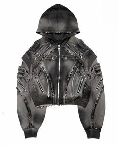 Sweat à capuche Streetwear personnalisé en détresse Créez votre propre logo de conception Nous vous donnerons tout Personnaliser selon vos besoins - Product Image 5