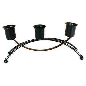 Wrought Iron 3 Pilar <b>Candle</b> Holder Centerpiece Black Metal Scrollwork Candelabra - Product Image 2