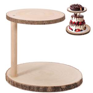 Hot Sale Customized Wood Rotating Cake <b>Stand</b> Holder Rustic <b>Cupcake</b> <b>Stand</b> for Wedding Cakes Wholesale OPP Bag Packing - Product Image 4
