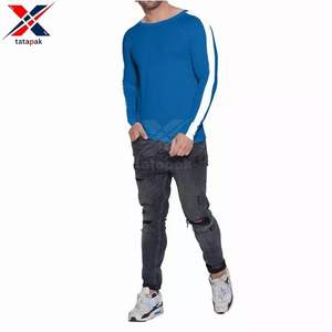 T-shirts solides tricotés sportifs en polyester pour hommes Impression par transfert de chaleur Respirant évacuant l'humidité Poids du tissu 220 grammes - Product Image 3