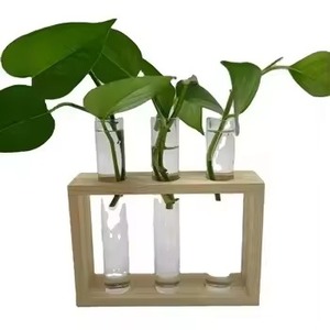 Vase en bois avec tube en verre, élégant pot à fleurs en tube à essai pour la décoration moderne de la maison, présentoir de fleurs de table et utilisation décorative intérieure - Product Image 6