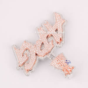 Vente en gros de pendentif personnalisé en diamant entièrement glacé Hip Hop fabriqué en or 14KT clouté dans des bijoux en diamant cultivés en laboratoire - Product Image 4