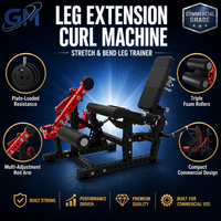 Appareil combiné professionnel d'extension et de flexion des jambes, à double fonction sélectible, pour entraînement des quadriceps et des ischio-jambiers, avec réglage par came rouge et tube ovale 2