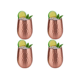 Vaso de agua de vidrio de cobre Ayurveda Premium de alta calidad con acabado martillado Beneficios para la salud de cobre de calidad Premium - Product Image 1