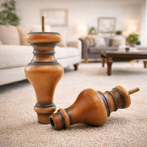 Classic Turned Wooden Furniture <b>Leg</b> Solid Wood <b>Sofa</b> Table Bed <b>Leg</b> Brown Finish OEM Custom Manufacturer Factory Wholesale - Product Image 1