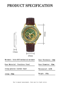 Reloj Mecánico Automático GEZFEEL Diseño Clásico C1168G para Hombre y Mujer, Reloj de Jade de Lujo, Certificado por el Fabricante - Product Image 4