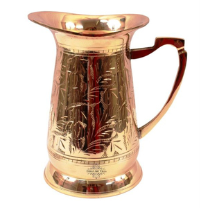 Pichets de luxe fabriqués en métal de haute qualité, plaqués or, gravés par des designers uniques et élégants, aspect accrocheur, provenant d'Inde - Product Image 1