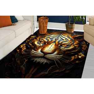 Geometric Tiger <b>Doormat</b>, Golden Jungle Cat Rug, Fierce Animal Art Mat,Nonwoven Soft Rug - Product Image 4