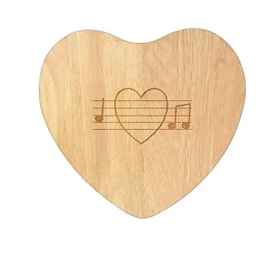 Elegant Designer <b>Heart</b> Shaped Chopping Block <b>Heart</b> Shape and Printed Music Symbols Designer <b>Crafts</b> Cutting Board - Product Image 1