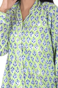 Conjunto de Pijama Ligero de Algodón Hecho a Mano para Mujer, Estampado Floral, Secado Rápido, Ropa de Dormir con Estampado a Mano para Verano - Product Image 5