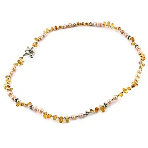 Collar de Perlas y Citrino para Mujer, Uso Diario, Elegante Accesorio de Joyería - Product Image 2