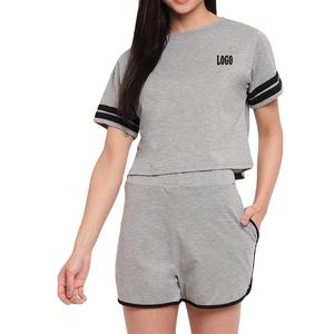 Tendance 2022 Ensemble de shorts d'été décontractés pour femmes au-dessus du genou 2 pièces 100% coton Séchage rapide - Product Image 1
