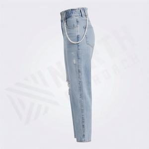 Pantalons en jean de style streetwear pour femmes, logo personnalisé, de qualité supérieure, confortables, classiques, décontractés, couleur personnalisée, coton respirant - Product Image 3