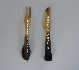 ชุดเสริฟสลัดฮอร์นธรรมชาติมาใหม่ชุดรับประทานอาหารทันสมัยสลัดเสิร์ฟช้อนและส้อมชุดช้อนส้อมแตรธรรมชาติ - Product Image 6